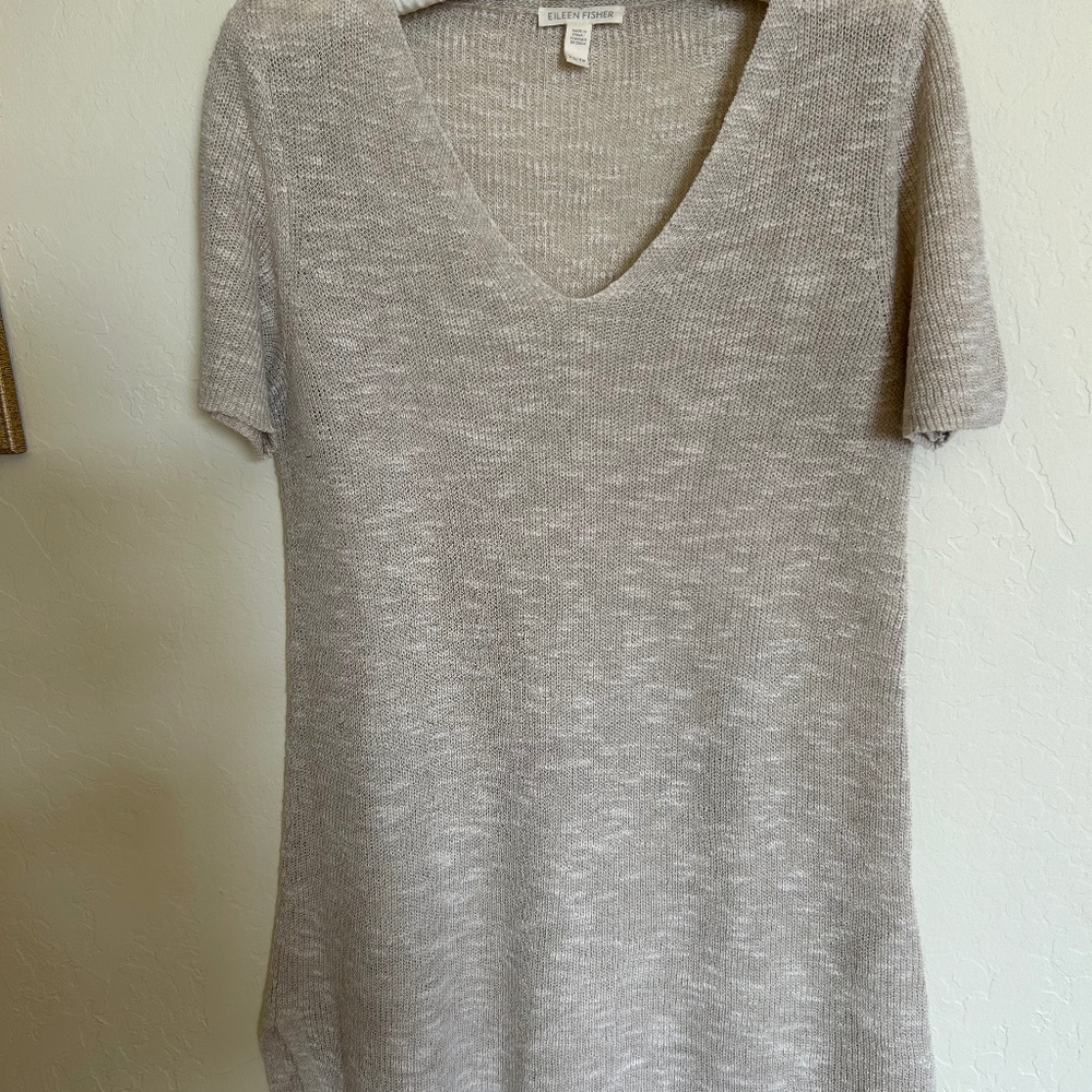 Eileen Fisher Organic Cotton/Linen Knit Tunic Top